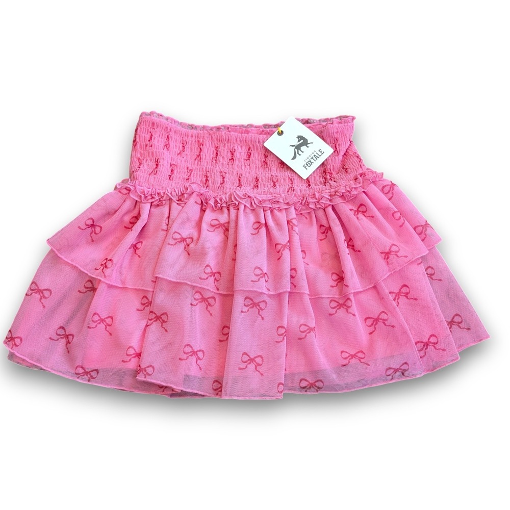 Finding Foxtale Pink Crush Skirt Tuille Smocked Tiered Bows Girls 8